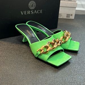 Versace Chain Sandal Mint Green Patent Leather Sandal Size 36/ 6